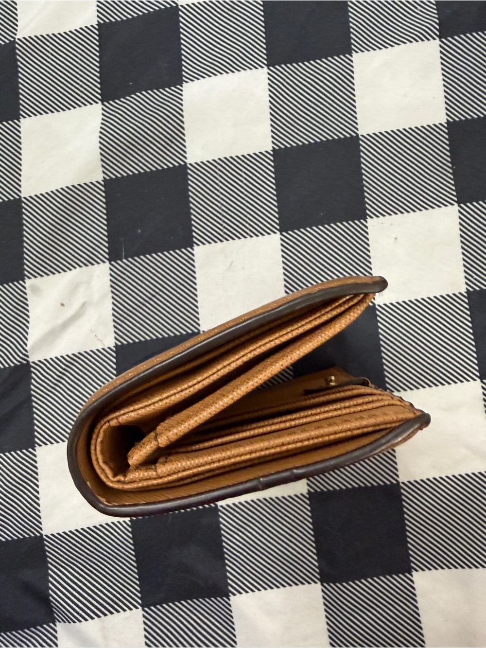Michael Kors Cognac Pebbled Leather Zip Wallet with Gold Plaque - Picture 4 of 10